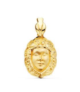 Medalla Rostro Virgen del Rocío Pastora Oro 18K 26mm - vestimenta pastora - blanca paloma