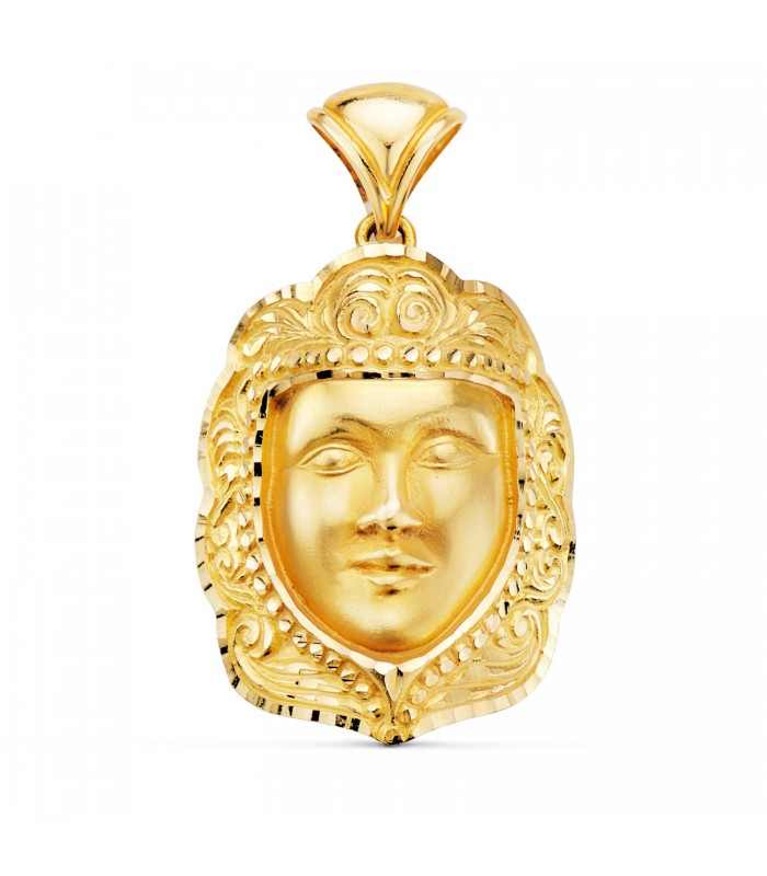 Rostro Virgen del Rocío Pastora Oro 18K 35mm - vestimenta pastora - blanca paloma