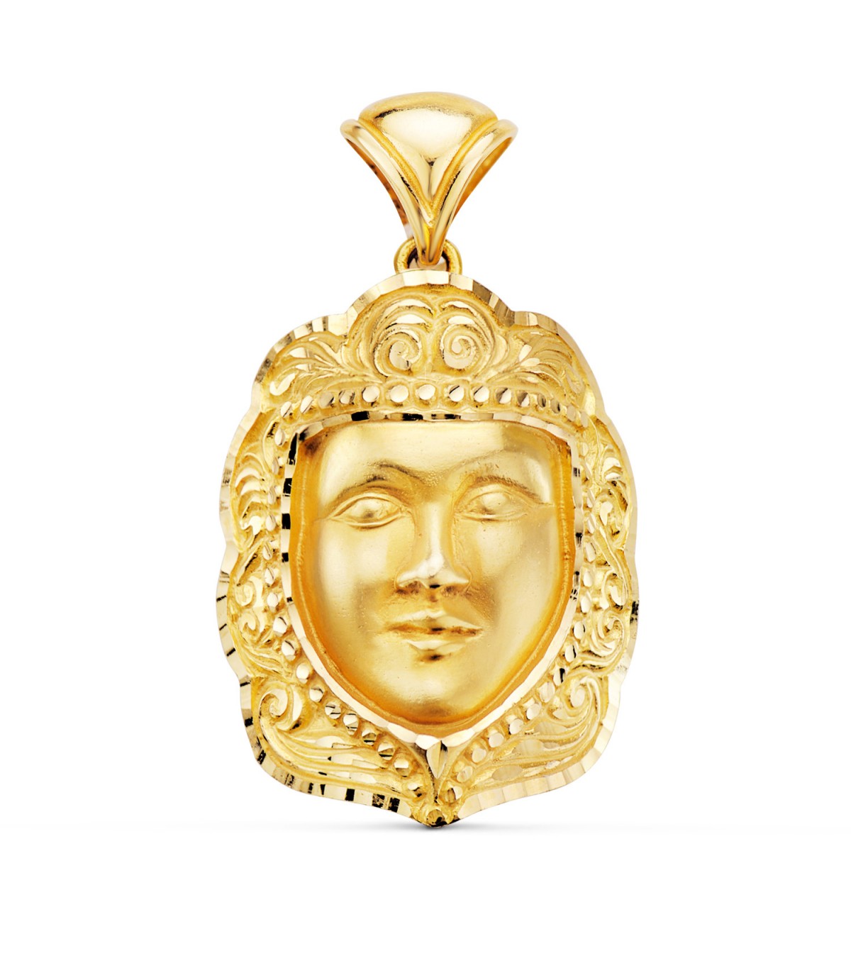Rostro Virgen del Rocío Pastora Oro 18K 35mm - vestimenta pastora - blanca paloma