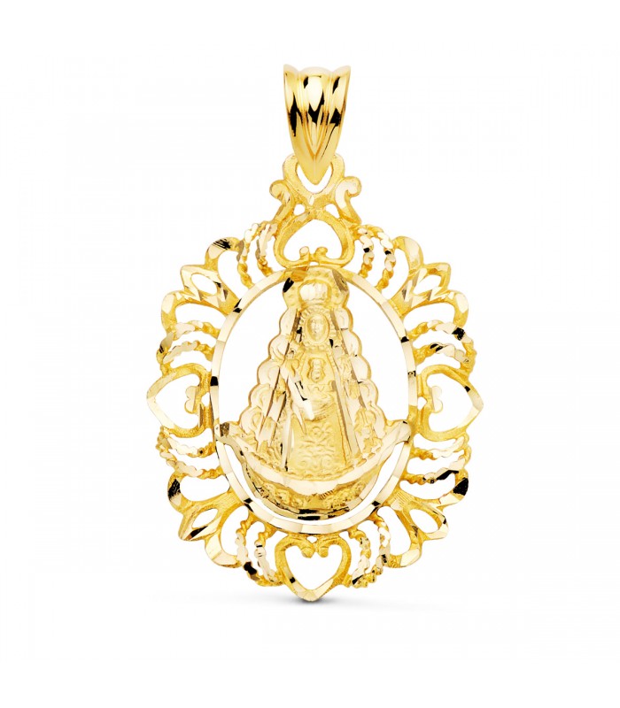 Medalla Virgen del Rocío Orla Oro 18 K 30 mm - blanca paloma - reina de las marismas - medalla religiosa oro