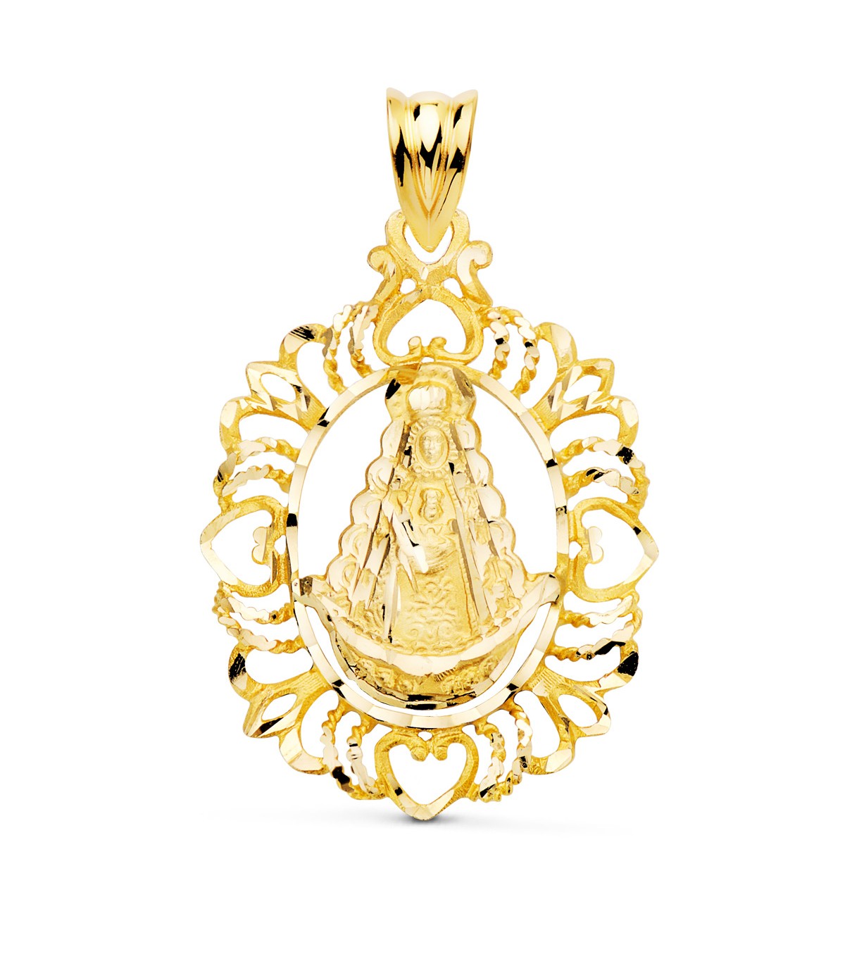 Medalla Virgen del Rocío Orla Oro 18 K 30 mm - blanca paloma - reina de las marismas - medalla religiosa oro