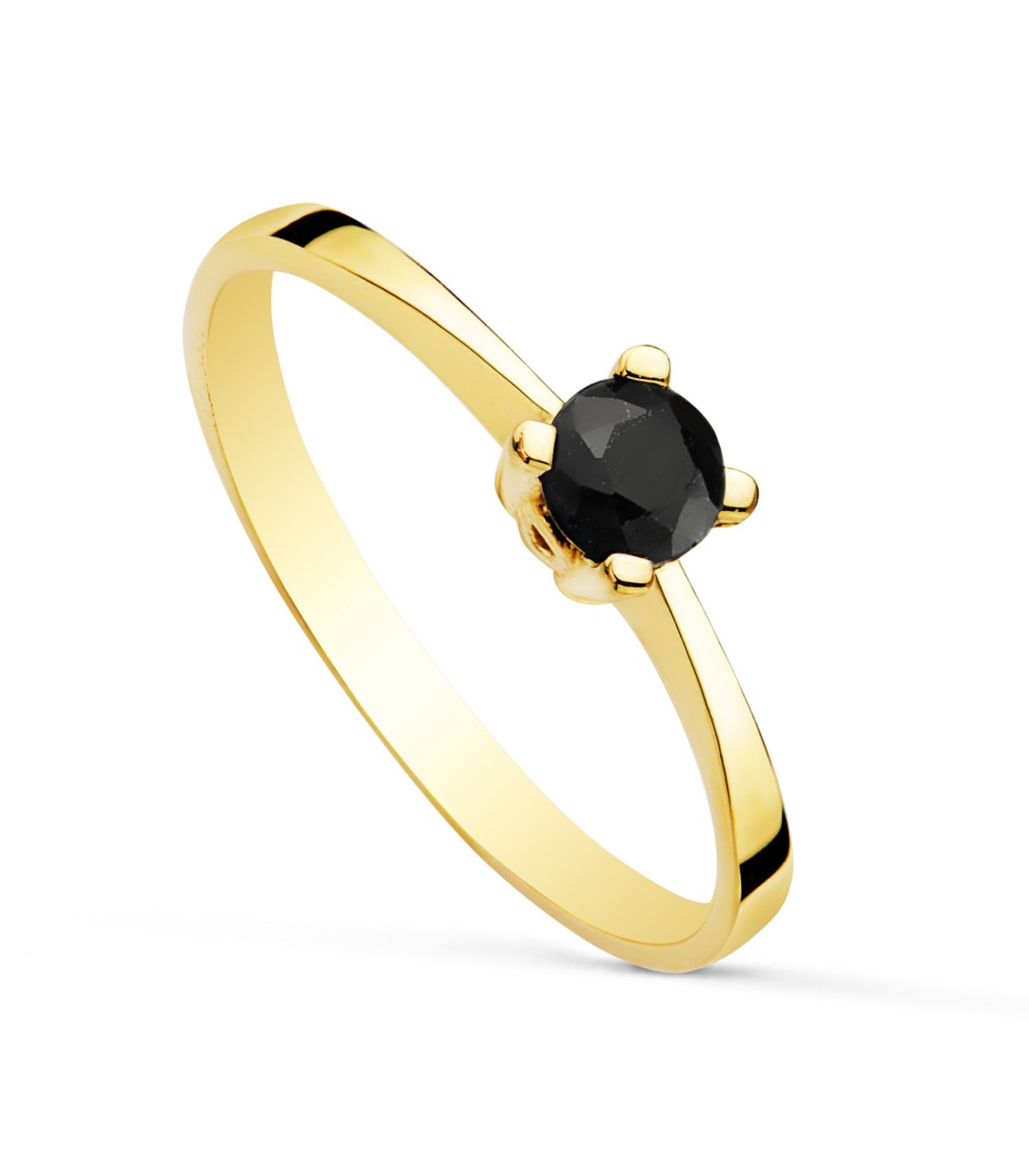Solitario Idilio Classic Zafiro Oro Amarillo 18K - piedra zafiro negro natural - anillos de compromiso