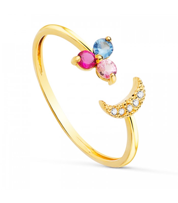 Bague ouverte Meraki Or 18K Lune Tutti Frutti