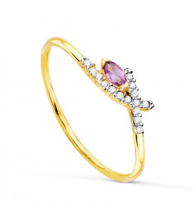 Bague Meraki Or 18K Cross Améthyste