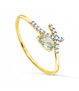 Anillo con piedras preciosas -Anillo Meraki Oro 18K Lazo Topacio Azul - anillos y sortijas para mujer