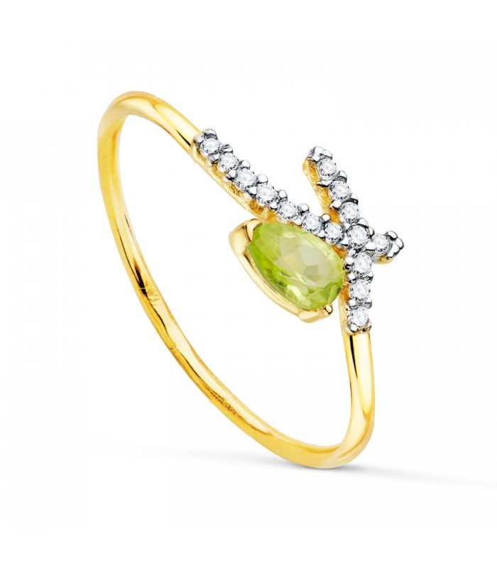 Tropfen-Peridot Ring, Schleife-Design aus Bicolor Gold 18K Meraki – Ringe mit Edelstein für Damen