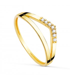 Anillo Meraki Oro 18K Pico - anillo bandas - anillo con forma de v