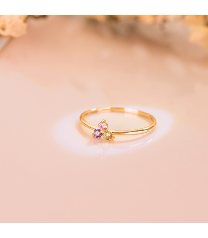 Anillo con piedras de colores - Anillo Meraki Oro 18K Tutti Frutti - anillos y sortijas para mujer