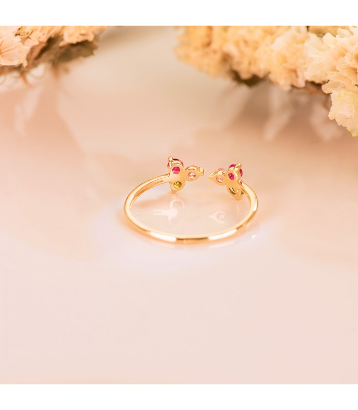 Anillo con piedras de colores - Anillo Abierto Meraki Oro 18 K Tutti Frutti - anillos y sortijas para mujer