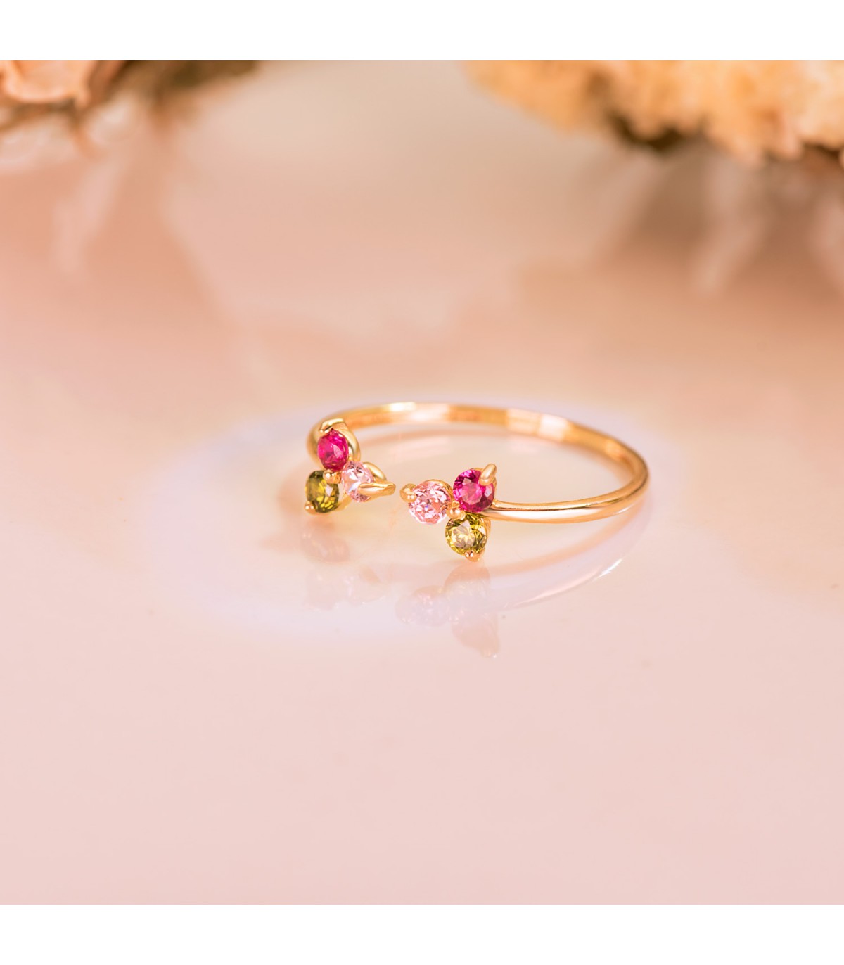 Anillo con piedras de colores - Anillo Abierto Meraki Oro 18 K Tutti Frutti - anillos y sortijas para mujer