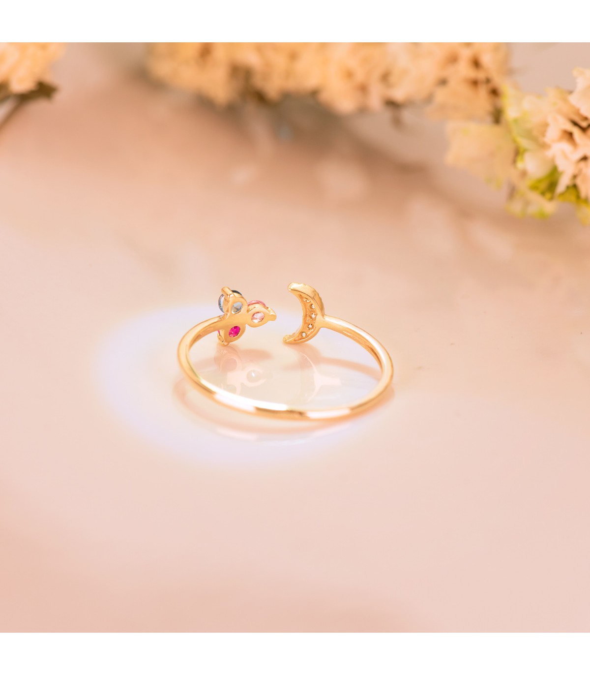 Anillo con piedras de colores - Anillo Abierto Meraki Oro 18 K Luna Tutti Frutti - anillos y sortijas para mujer