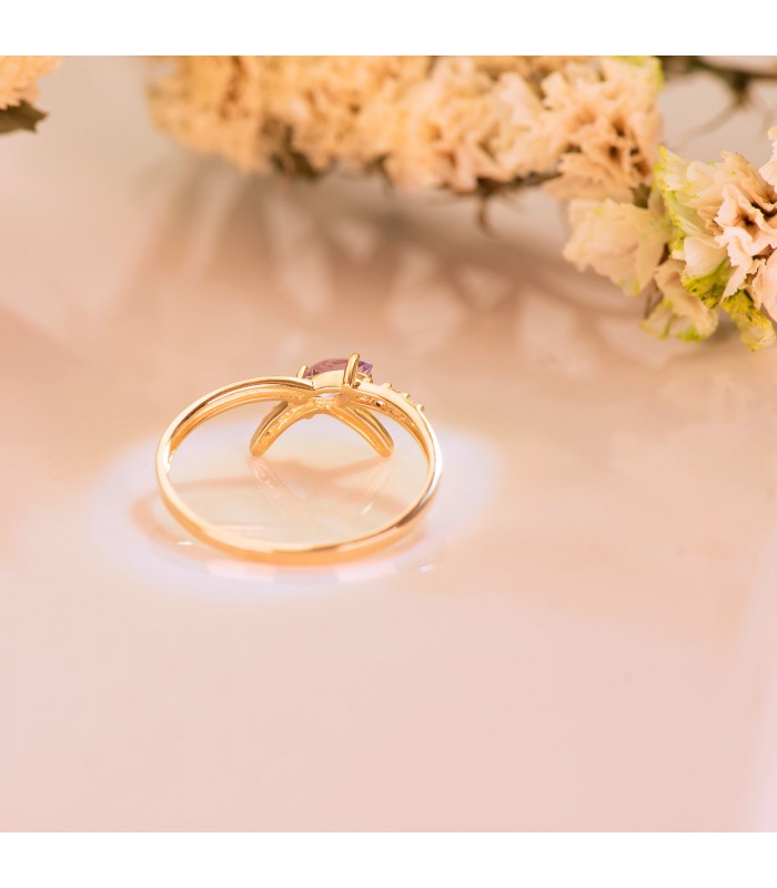 Amethyst-Ring, Schleife Gold 750 Meraki – Damenring mit Edelstein Marquise-Schliff | Online kaufen