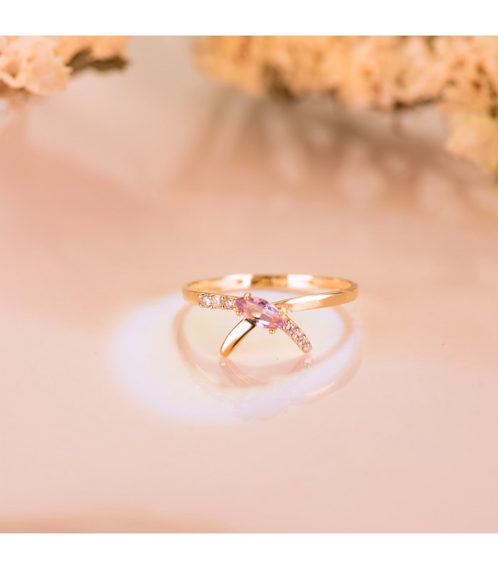 Amethyst-Ring, Schleife Gold 750 Meraki – Damenring mit Edelstein Marquise-Schliff | Online kaufen