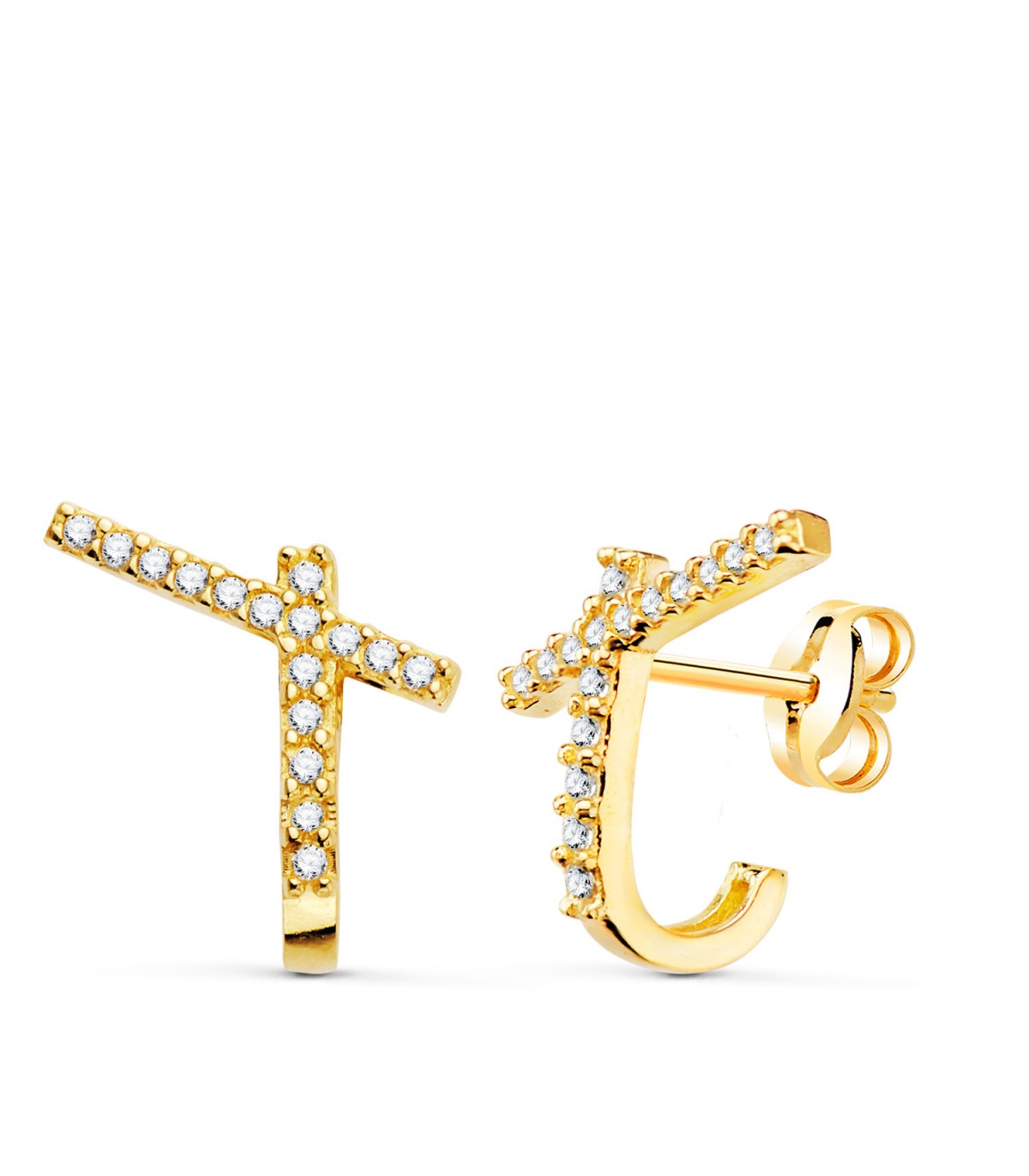 Pendientes Meraki Oro 18K Cross - pendientes de oreja, oro amarillo 18 kilates, joyas de mujer