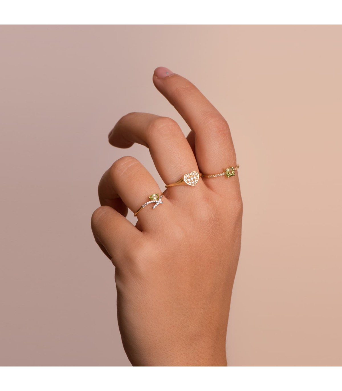 Anillo Meraki Oro 18K Lazo Peridoto - sortijas de mujer - anillos con piedras preciosas