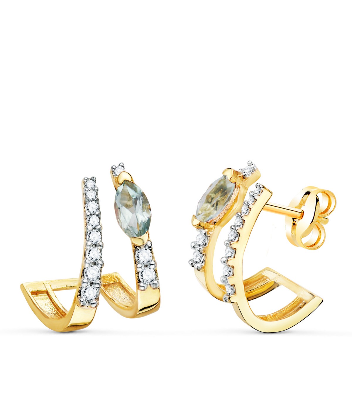 Topas-Ohrringe aus 18 Karat Gold – Kreuz-Ohrstecker, 750 Gelb-/Weißgold, Damenschmuck