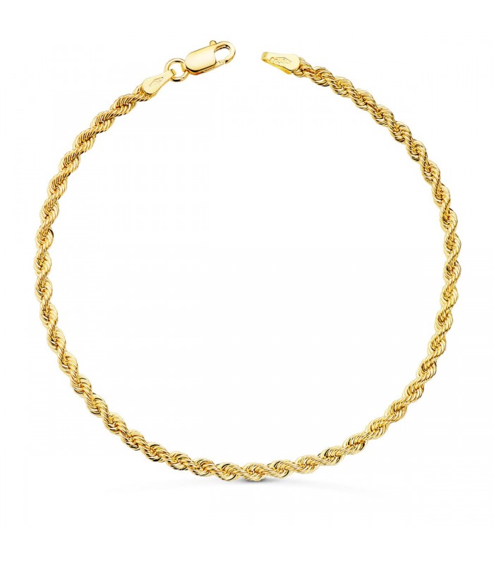 Pulsera Cadena Cordón Oro 18K 3mm 19cm | pulsera cadena |ALDA JOYEROS, joyería online