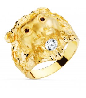 Sello de hombre León Oro Amarillo 18K Rubí | anillos de hombre | comprar regalos en joyería online