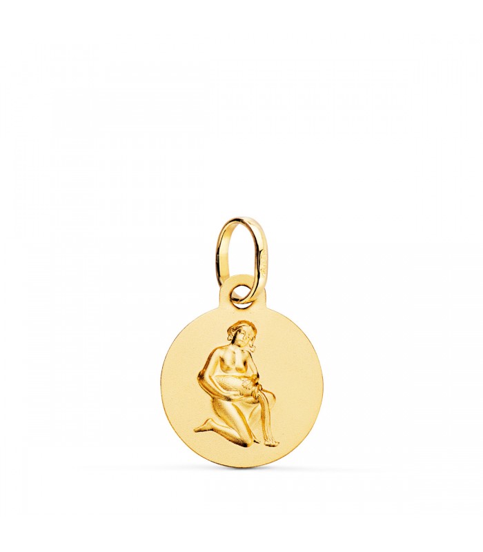 Colgante Horóscopo Acuario Oro 18K 13mm - Signo del zodiaco - Medalla de oro
