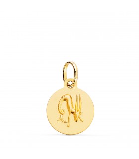 Pendentif Zodiaque Capricorne Or 18K 13mm Mate