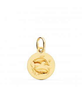 Pendentif Zodiaque Poisson Or 18K 13mm Mate
