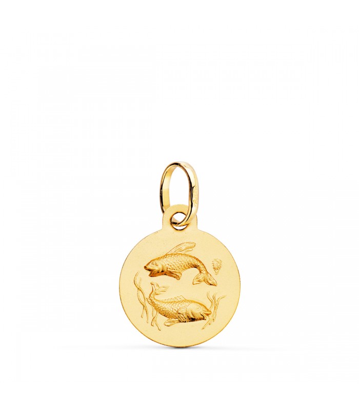 Colgante Horóscopo Piscis Oro 18K 13mm - Signo del zodiaco - Medalla de oro