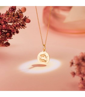 Colgante Horóscopo Piscis Oro 18K 13mm - Signo del zodiaco - Medalla de oro