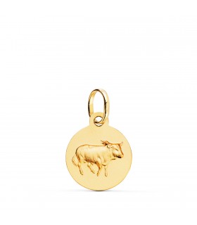 Colgante Horóscopo Tauro Oro 18K 13mm - Signo del zodiaco - Medalla de oro