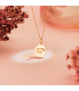 Colgante Horóscopo Tauro Oro 18K 13mm - Signo del zodiaco - Medalla de oro