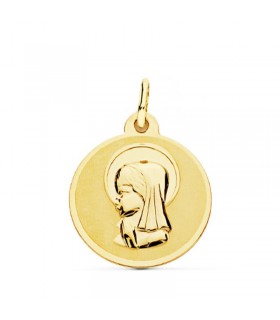 Medalla Virgen niña Oro 18K 18mm Brillo