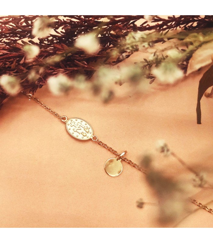 Bracelet Médaille Miraculeuse Or 18K 19cm - Bracelets femme en or - bijouterie en ligne