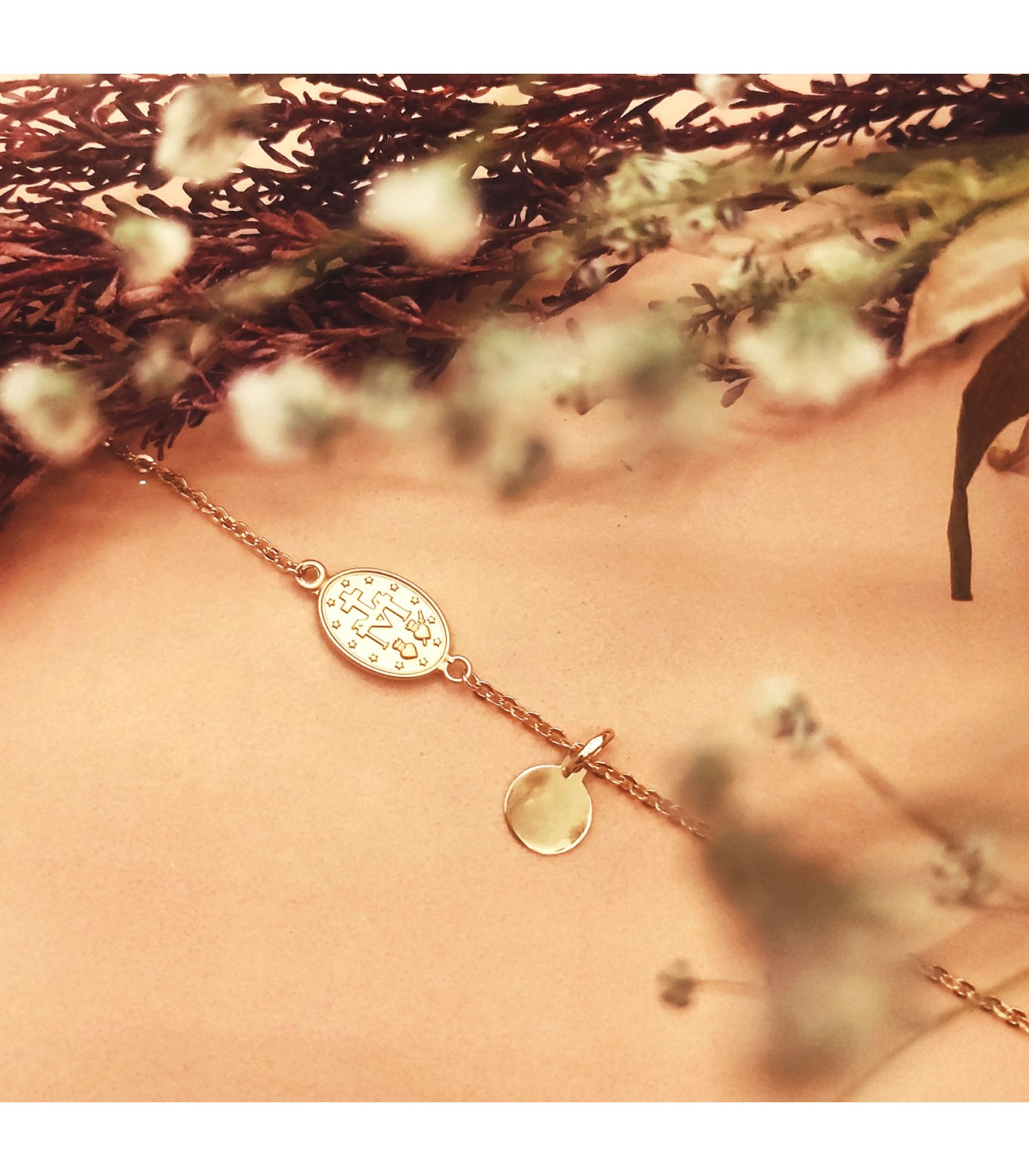 Pulsera Medalla Milagrosa Oro 18K 19cm - pulseras mujer | Alda Joyeros, joyería online