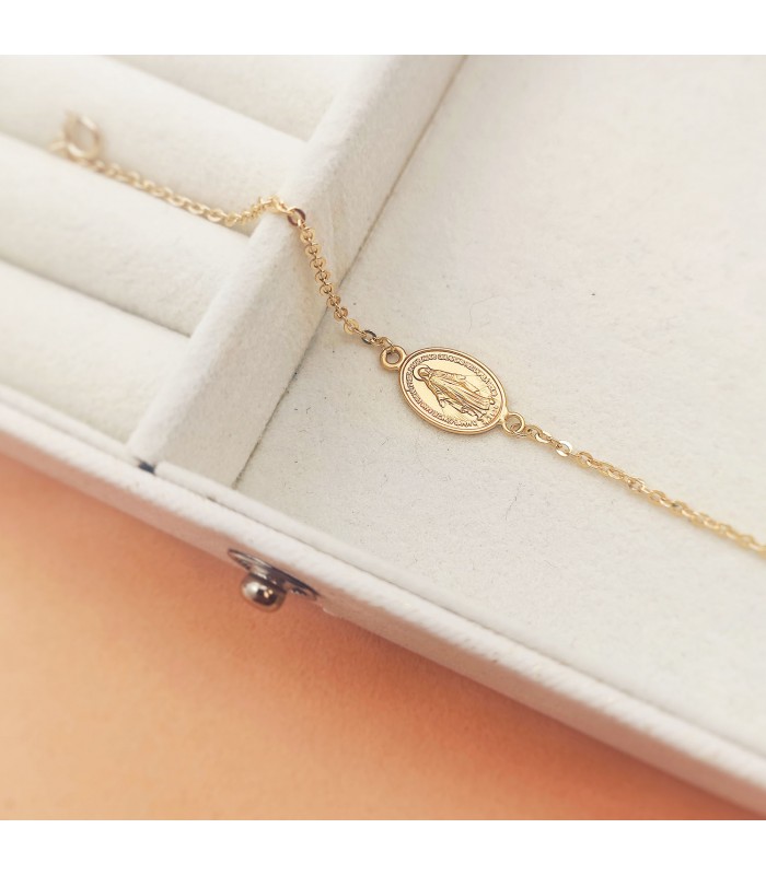 Pulsera Medalla Milagrosa Oro 18K 19cm - pulseras mujer | Alda Joyeros, joyería online