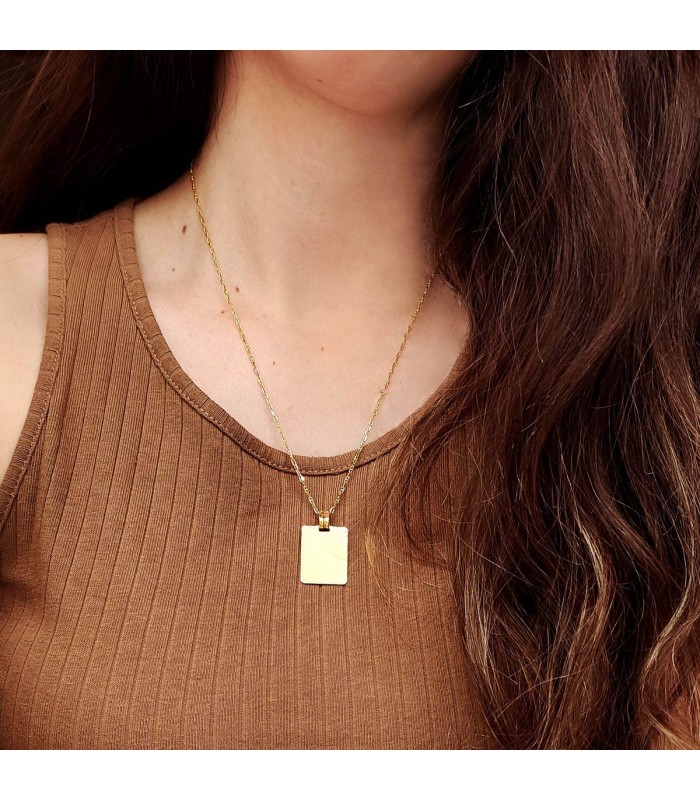 Colgante Chapa Rectangular 24mm Oro 18K colgante placa - joyas personalizadas - colgante con fotografia