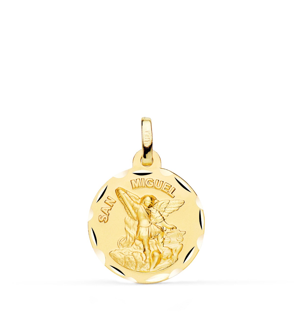 Medalla San Miguel Tallada Oro 18K 18mm - Joyería online - medallas religiosas
