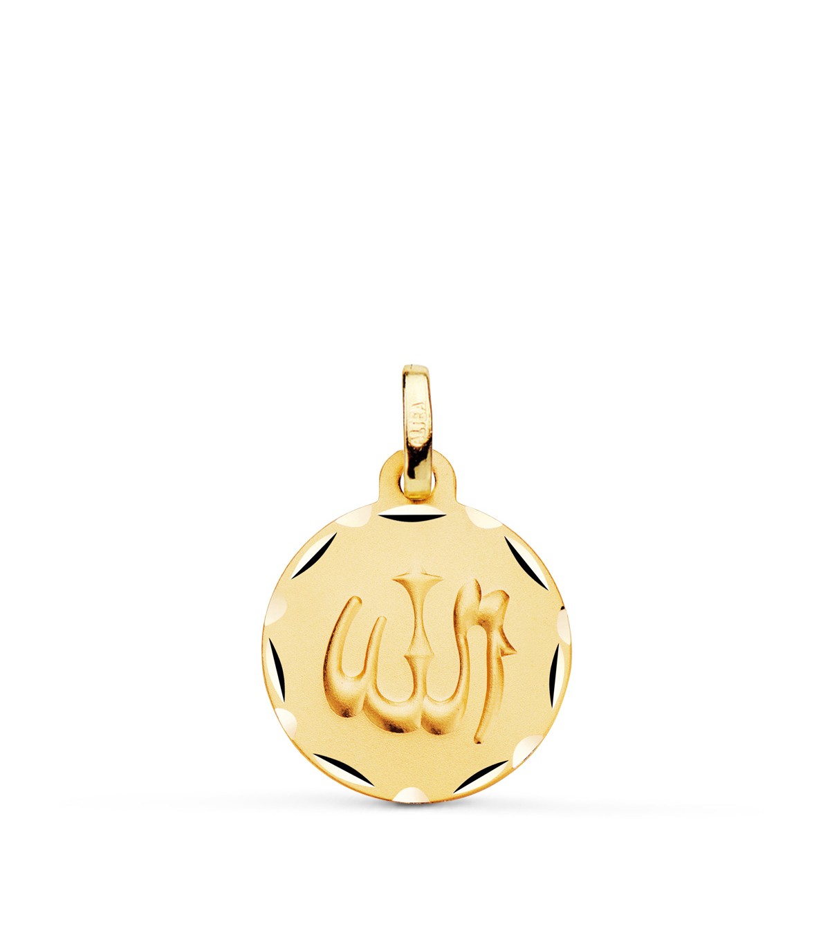 Dios Alá Medalla Oro 18K 16mm Tallada - Medalla de oro - colgante allah en árabe
