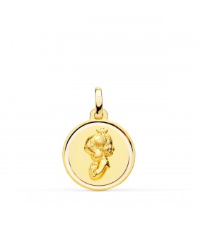 Alda Joyeros, joyería online. Medalla Virgen Niña Oración Bisel Oro 18K 16MM | medallas religiosas para comunión o bautizo