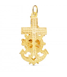 Croix Ancre Vierge du Mont Carmel Or 18K 47mm