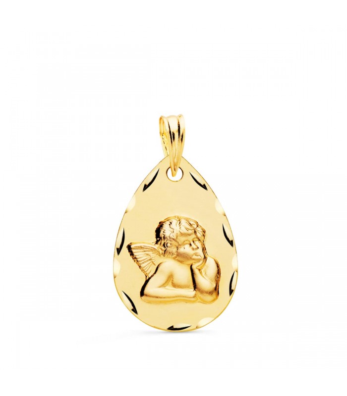 Médaille Ange Goutte Or Jaune 18 K 21 MM