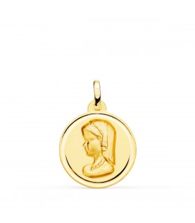 Medalla Oro 18K Virgen Niña Bisel 18mm - medalla religiosa - medallas de oro
