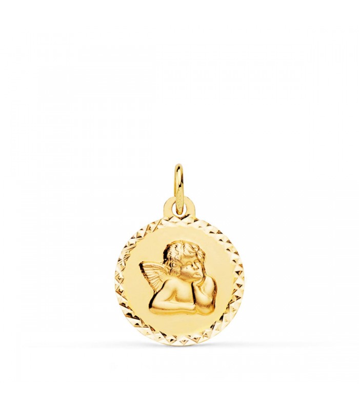Medalla para bebé de ángel de la guarda - oro 18 kilates - joyeria online | Medalla Ángel Querubín Oro 18K Talla 16mm