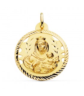 Medalla Virgen Carmen Oro 18K 30mm Calada - medallas religiosas - virgen del monte carmelo