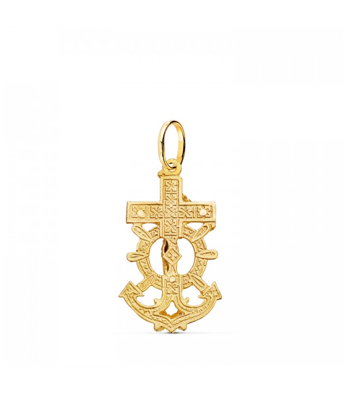 Croce con ancora e Cristo in oro massiccio 18kt 28 mm - Ciondoli e gioielli religiosi