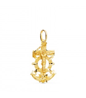 Kreuz mit Anker und Christus aus 18 Karat Massivgold, 28 mm – Anhänger und religiöser Schmuck