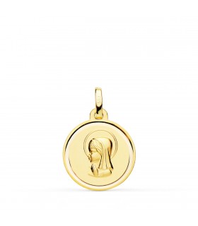Medalla niña - joyas comunion personalizadas colgante grabado | Medalla Virgen niña Oro 18K 16mm Bisel