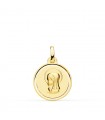 Médaille Vierge fille Or 18K 16mm Biseauté
