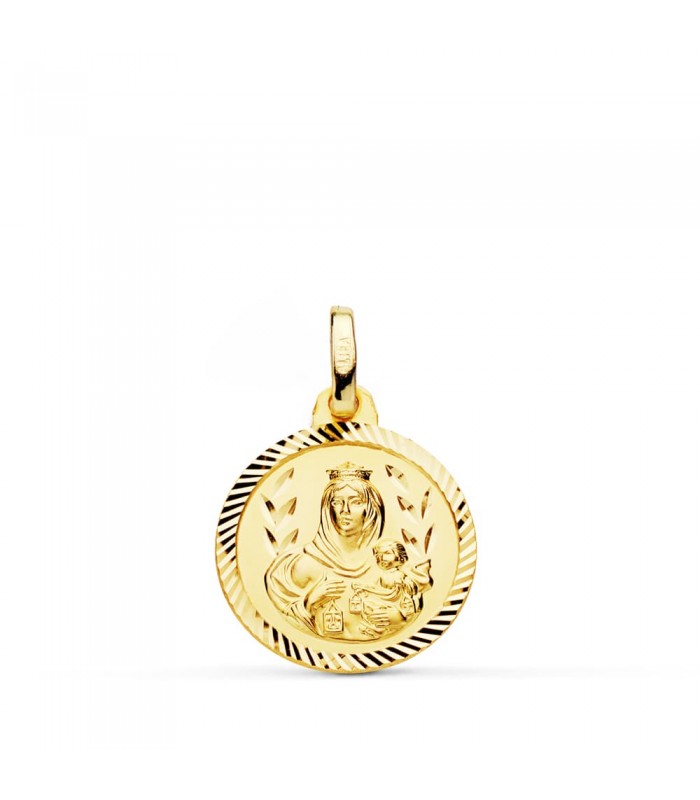 Medaglia Madonna del Carmine 18kt 16mm rigata
