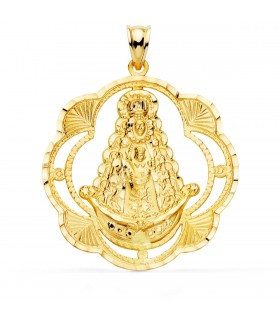 Medalla V. Rocío Oro Amarillo 18k 38 mm Cerco - medallas virgen del rocio