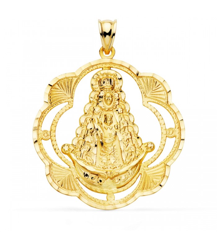 Medalla V. Rocío Oro Amarillo 18k 38 mm Cerco - medallas virgen del rocio