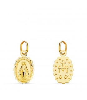 Médaille Vierge Miraculeuse Or 18K 12mm Facettée